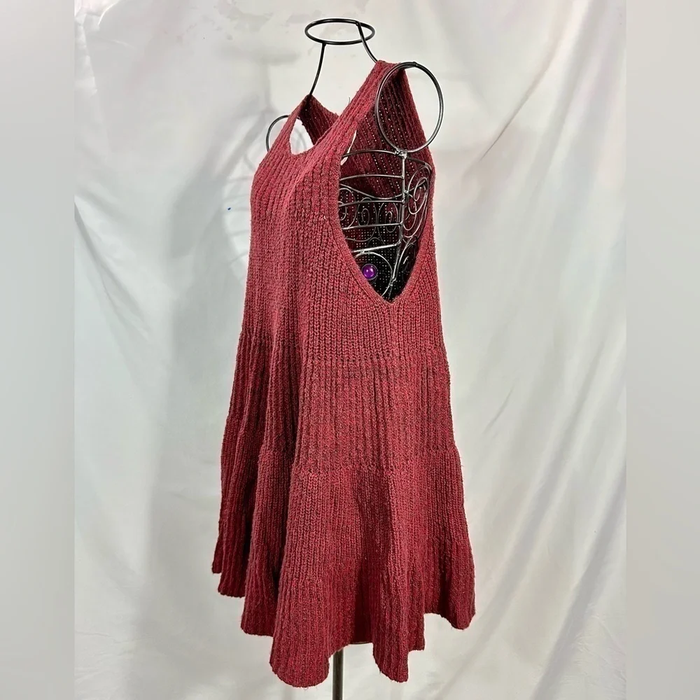 Free People waterfall ruffle dress in red size S